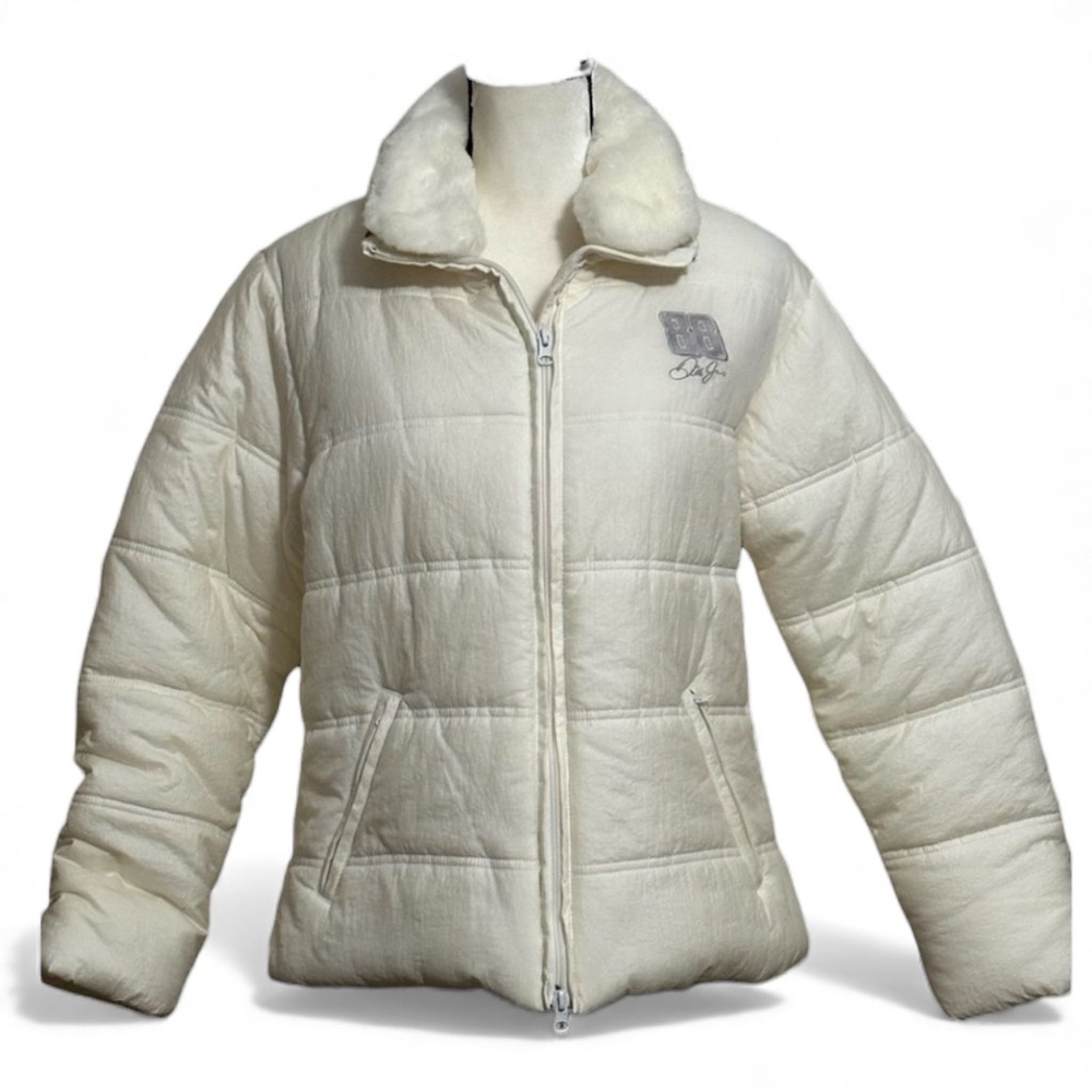 Chase Authentics coat Women NASCAR Winter White Size L. Faux fur collar. New
